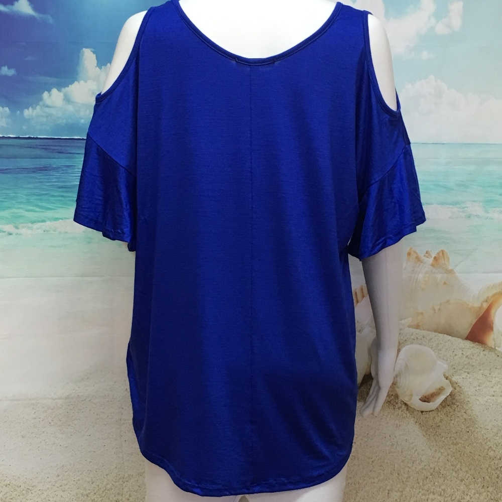 Women’s Anchor Cold Shoulder Top Blouse - Picture 6 of 8